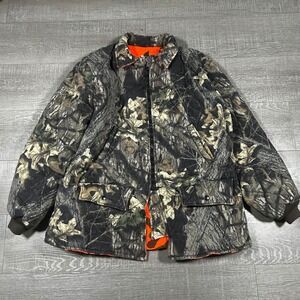 Muleskins Camouflage Reversible Jacket Orange Camo Hunting Quilted Lined Men XXL